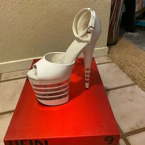 Pleaser 10 inch white stiletto